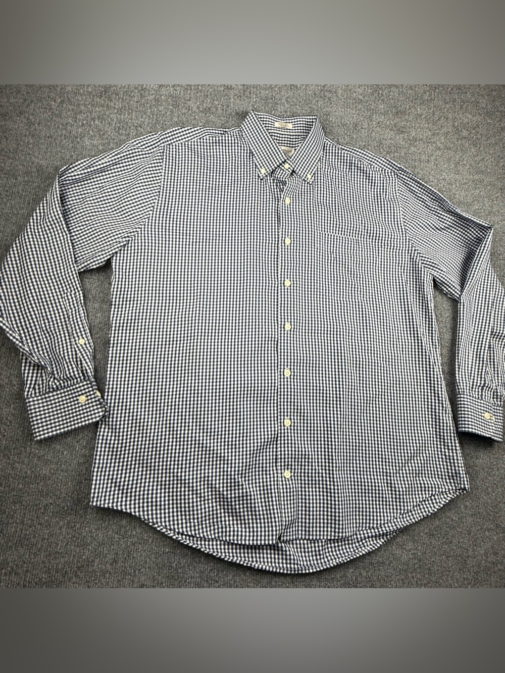 Peter Millar Crown Soft Navy and White Gingham Button-Down Shirt, Size XL - Picture 4 of 11